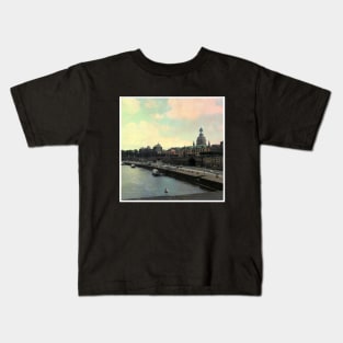 Beautiful Retro Photography from Dresden Germany sightseeing with rainbow sky Kids T-Shirt